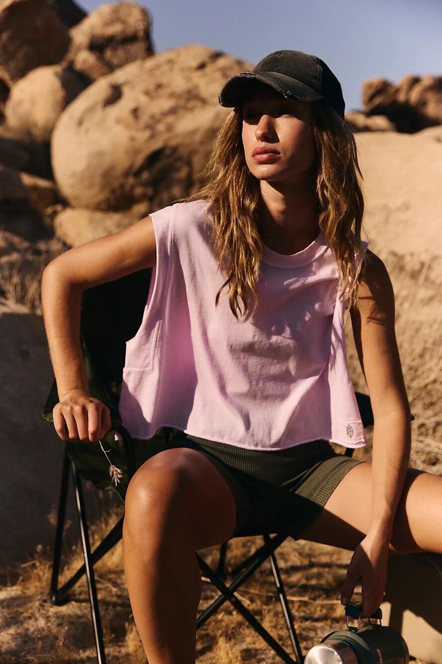 Free People Movement Inspire Tank Powder Pink Athletic Workout Oversized Large